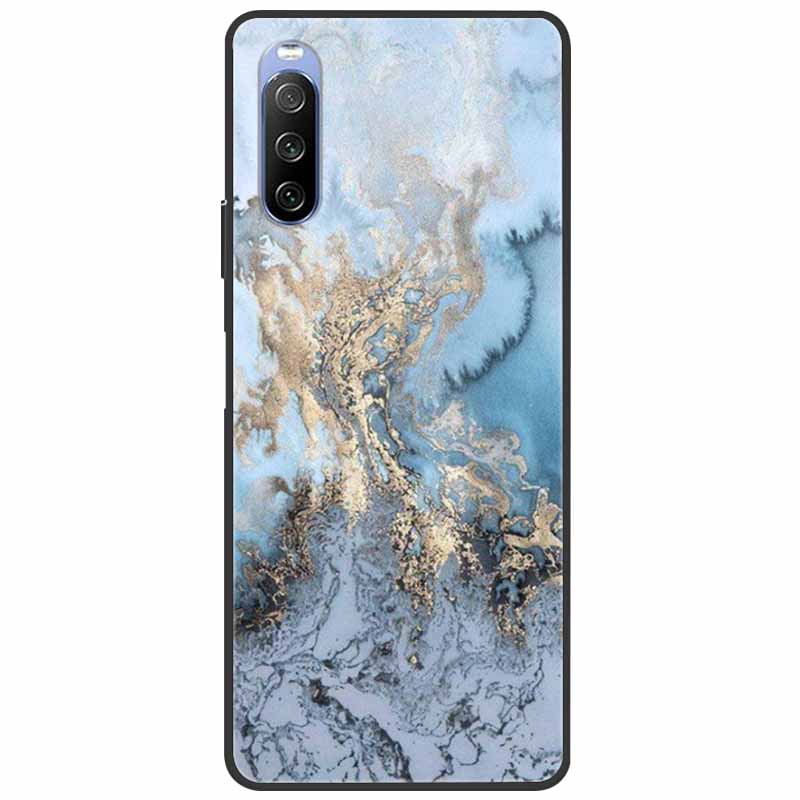 Soft Cover For Sony Xperia 10 III /5 III /1III Case Silicone Painted Marble Cat Funda Cover for Sony Xperia 1 II /10 II /5 Coque