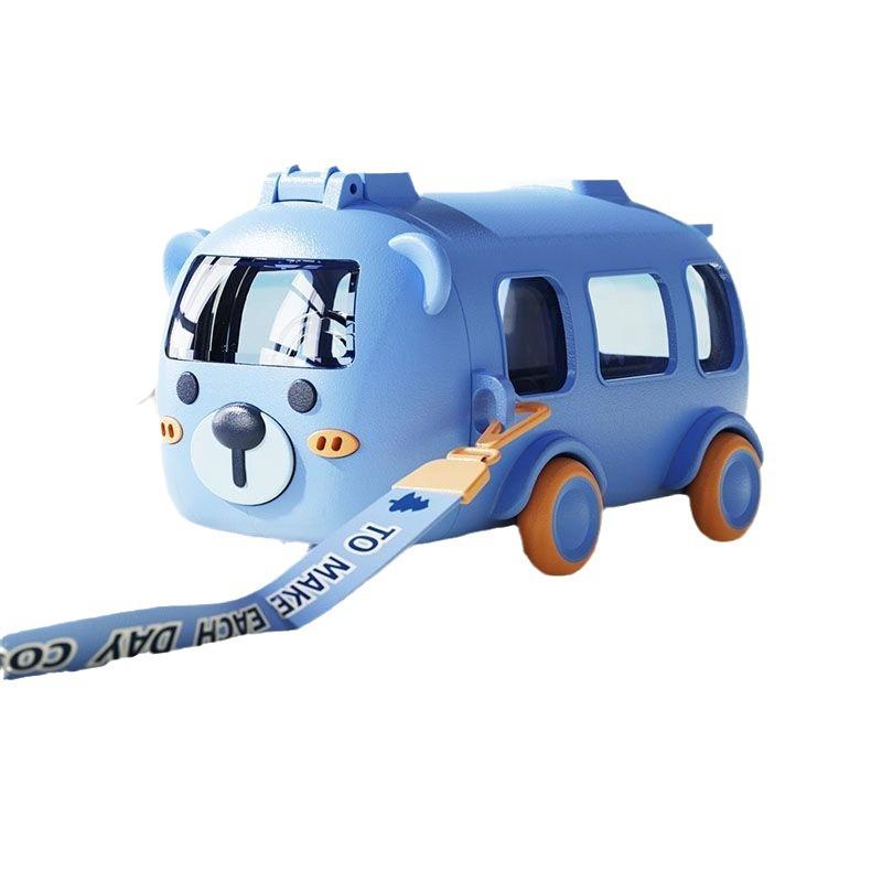 Children's Cartoon Bus Straw Cup for Kindergarten & School