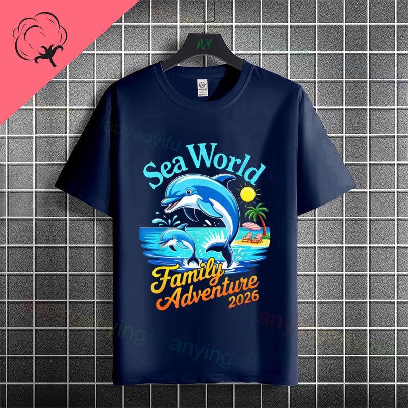 Unisex  Unisexs Family Vacation 2026 Graphic Tshirt With Retro Sunset Palm Tree Desgin Pure Cotton Short Sleeve Casual Tshirt
