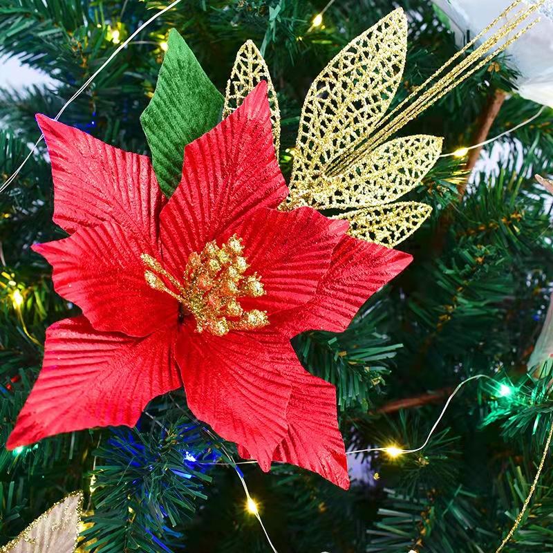 Gold Dust Christmas Flowers Christmas Gifts Christmas Tree Ornaments Handmade Wreath Accessories Foam Dust Pendant