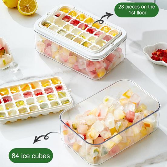 Large Ice Cube Tray with Lid And Bin Easy-Release Stackable Ice Cube