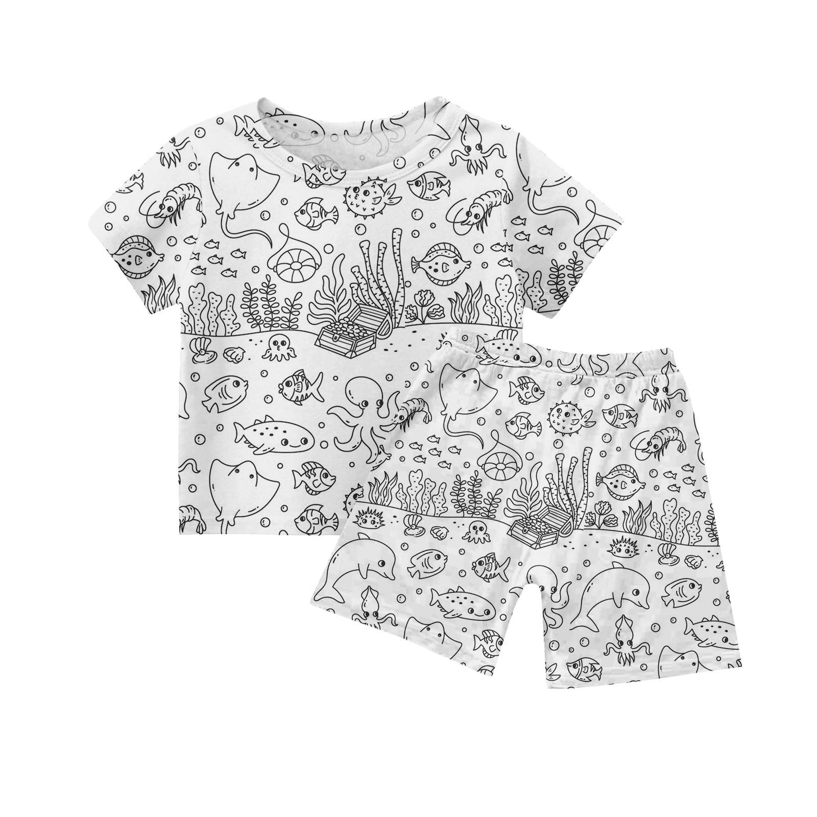 

Детский DIY расписанный вручную комплект домашней одежды пижамные комплекты для мальчиков и девочек можно носить и играть 140