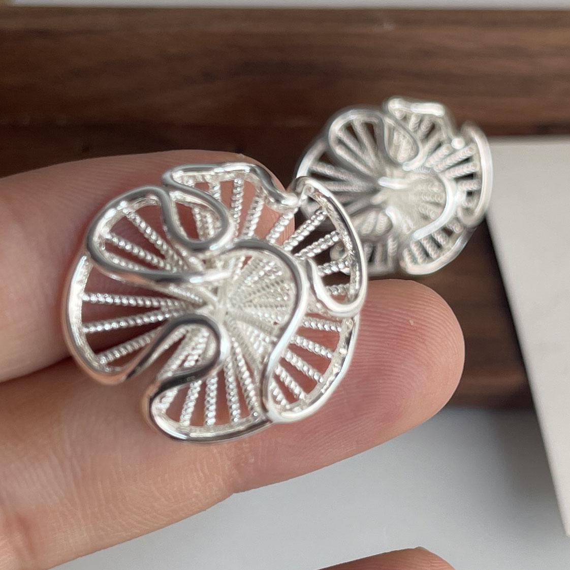 

925 Sterling Silver Vintage Earrings For Women Trendy Simple Flower Earring Jewelry Prevent Allergy Party Accessories