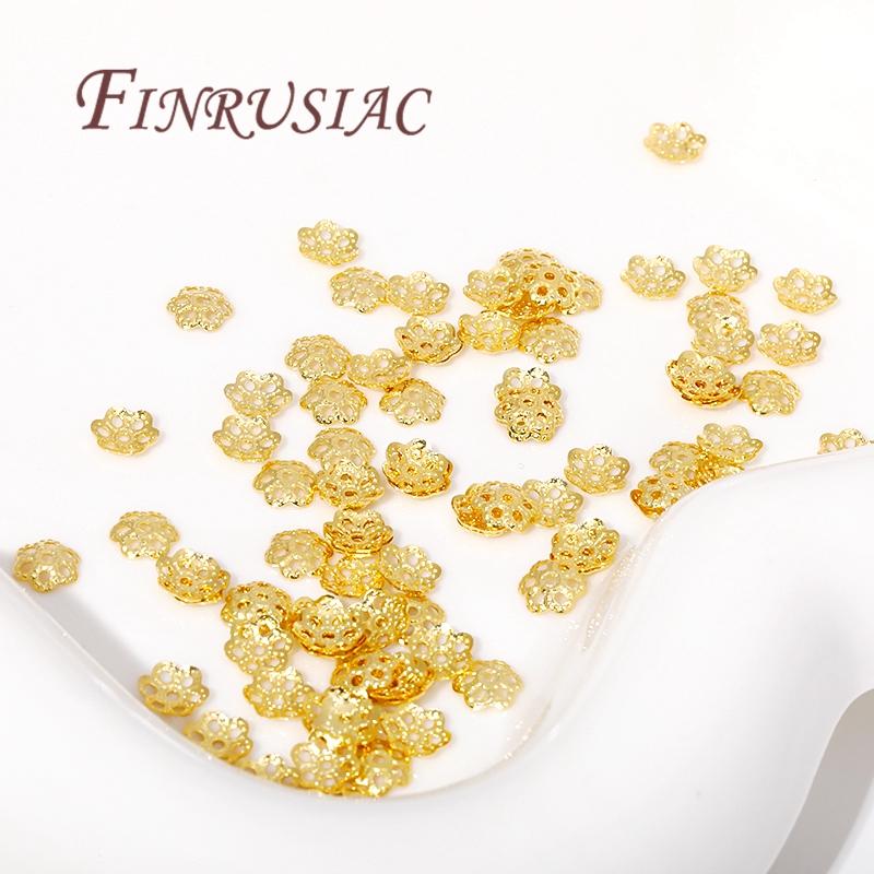 5mm 6mm 8mm Bead Caps For Jewelry Making 18K Gold Plated Brass Flower Bead Caps For DIY Bracelets Accessories Findings
