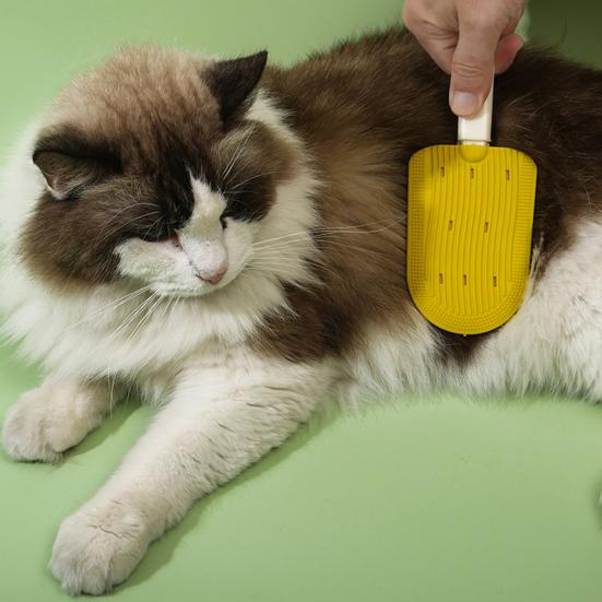 

Cat Tongue Comb Ice Cream Design Massage Comb Double Sided Pet Grooming Deshedding Brush for Removing Mats Tangles Loose Fur from The Undercoat жовтий