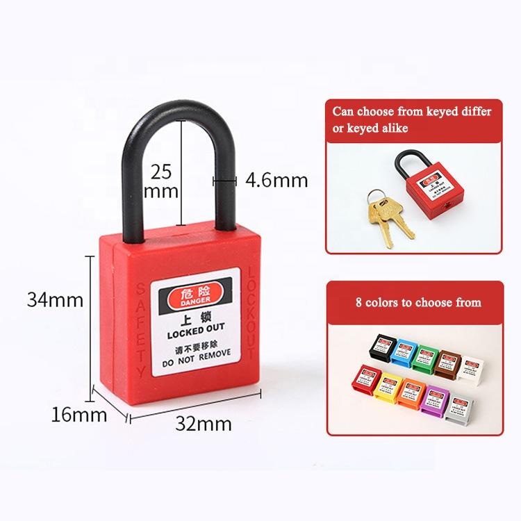 Custom Mini Coloured Loto Safety Padlock Waterproof Steel Shackle with Master Key Lockout Tagout CE Certified 1 Year Warranty