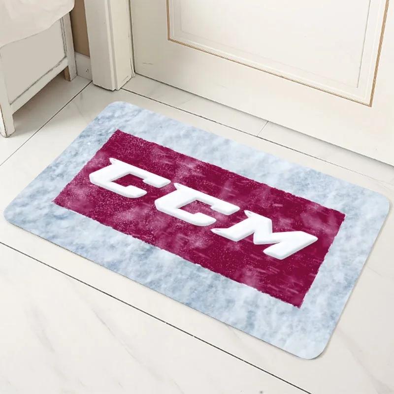 Tappetino CCM Hockey - Logo Marca Mazza da Hockey Attrezzatura Dinamico Multicolore Fan Sportivo Decorazione Casa Tappeto Porta M