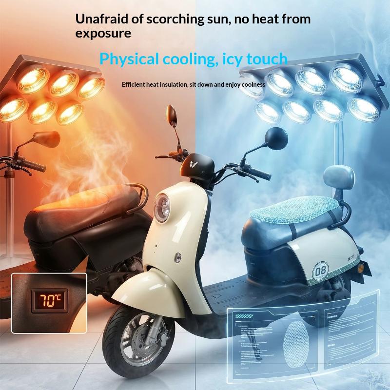 Universelles Motorrad-Sommer-Sitzpolster Atmungsaktiver Pe-Netzbezug Sonnenschutz Wasserdicht Kühlende Luftmatte für Roller E-Bike 1 Stück