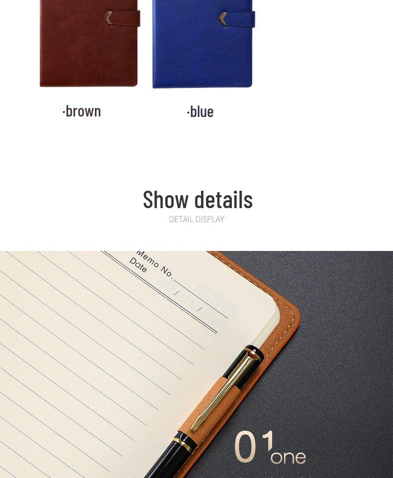 B5 Leather Business Notebook with Detachable Sleeve and Replaceable Core