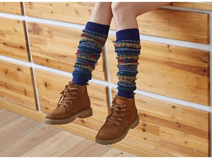 Șosete înalte până la genunchi din lână de iepure pentru femei, pentru toamnă/iarnă - Colanți japonezi pentru dans pătrat și ținute în aer liber
