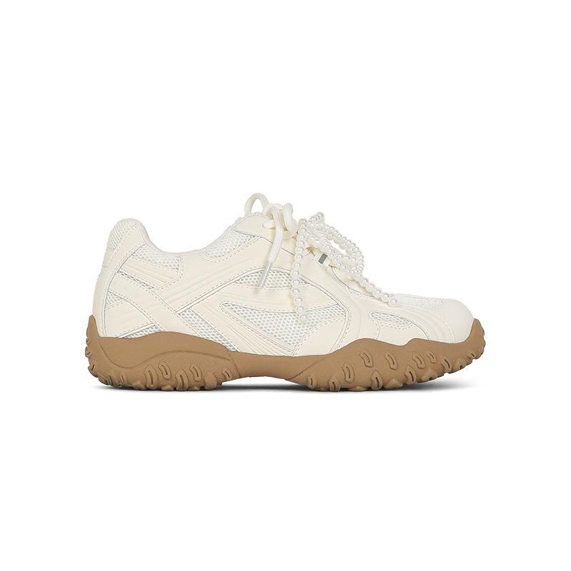 Cowhide Version~ 2025 Pearl Model Inner Height Increase Platform White Shoes Women's Summer New Sports Breathable Casual Shoes Women