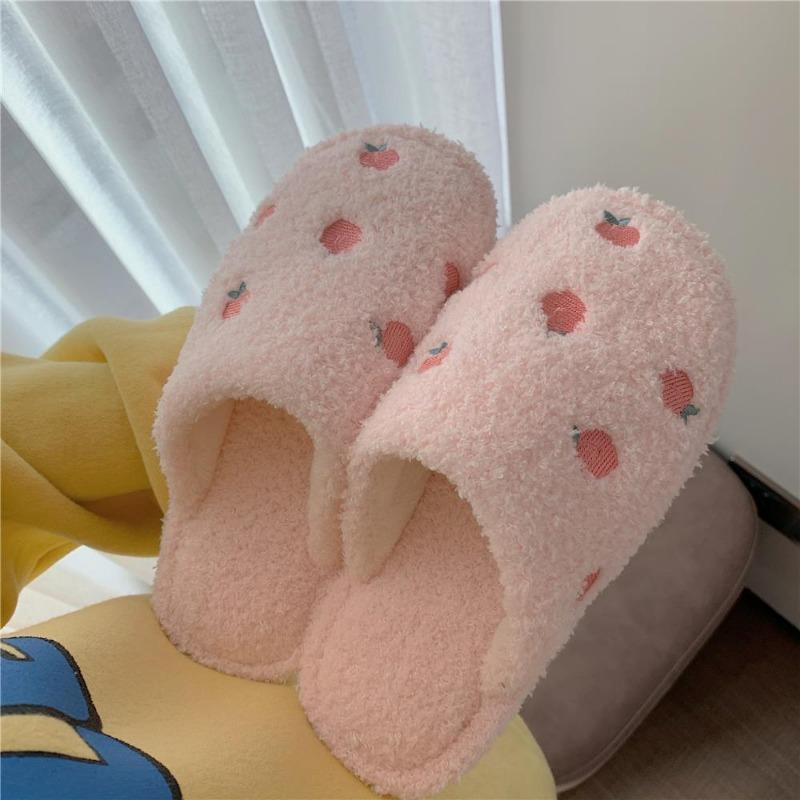 Winter cotton slippers cute thick bottom warm hair student slippers women's home plush girl parent-child non-slip couple