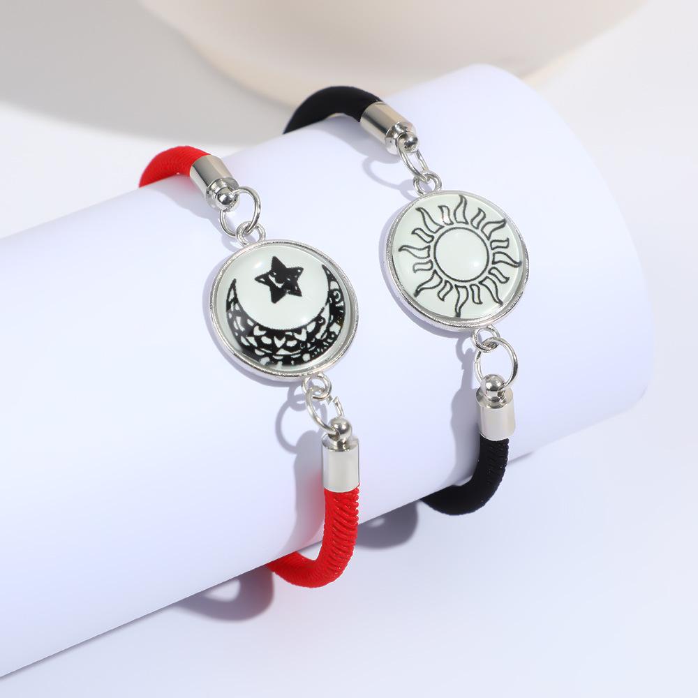 Sun and Moon Luminous Couple Bracelets - Handmade Woven Rope Valentine's Gift