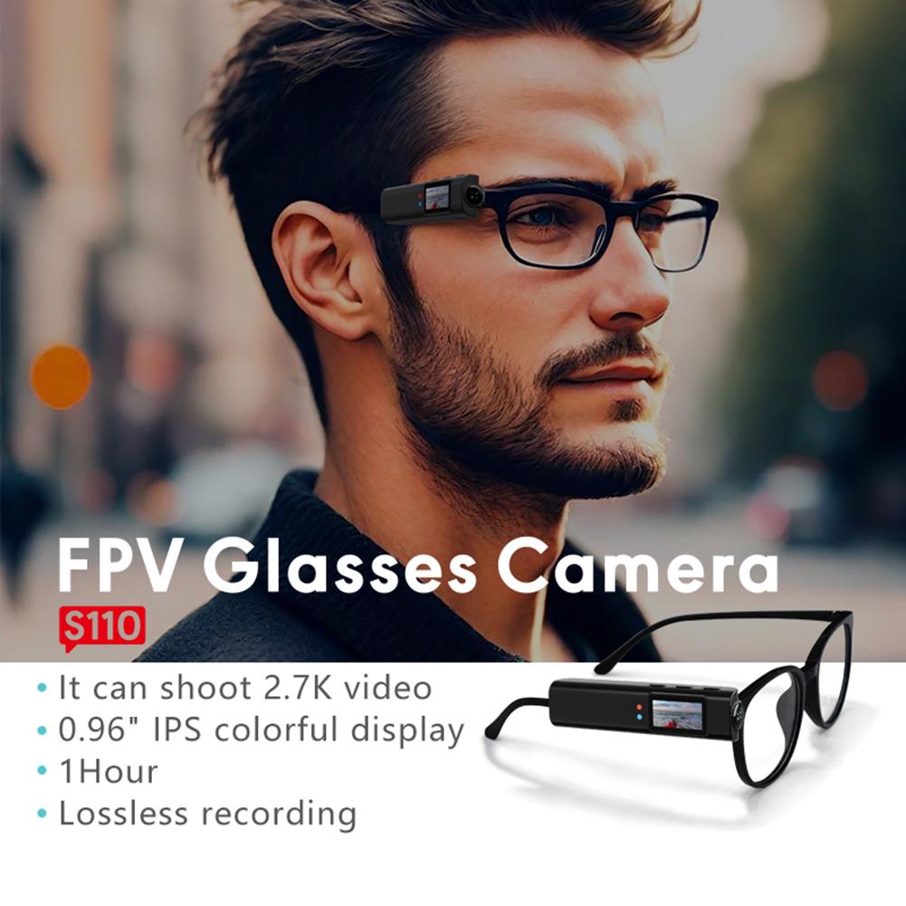 4K HD Glasses Camera WiFi Mini Digital Camera 0.96in IPS Screen Motorcycle Action Cam Wearable Eyeglasses Camera for Hiking Bike