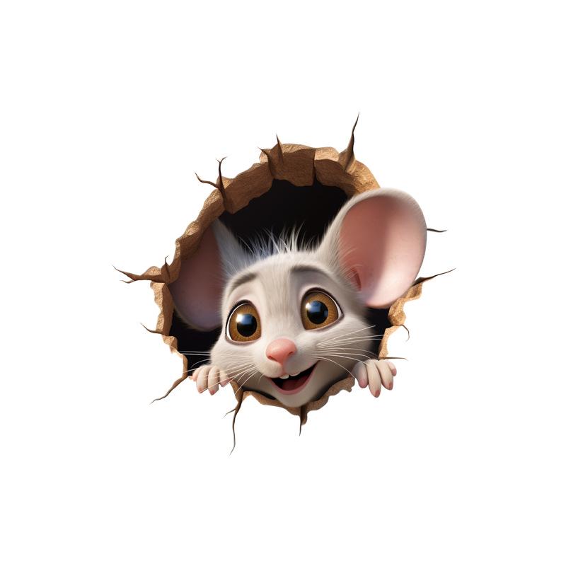 3D Cartoon Mouse & Cat Removable PVC Wall Sticker for Children's Room Decoration