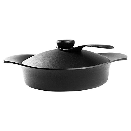 Sori Yanagi: A simple yet practical Nambu ironware shallow pot with a steel lid and handle, made in Japan. Induction compatible.