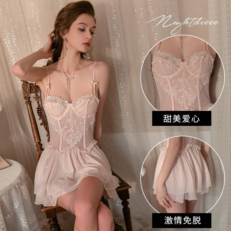 Sex underwear pure desire style sexy home suspender mesh thin perspective with chest pad uniform