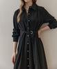 MAXZA Asymmetrical Drape Belted Shirt Dress