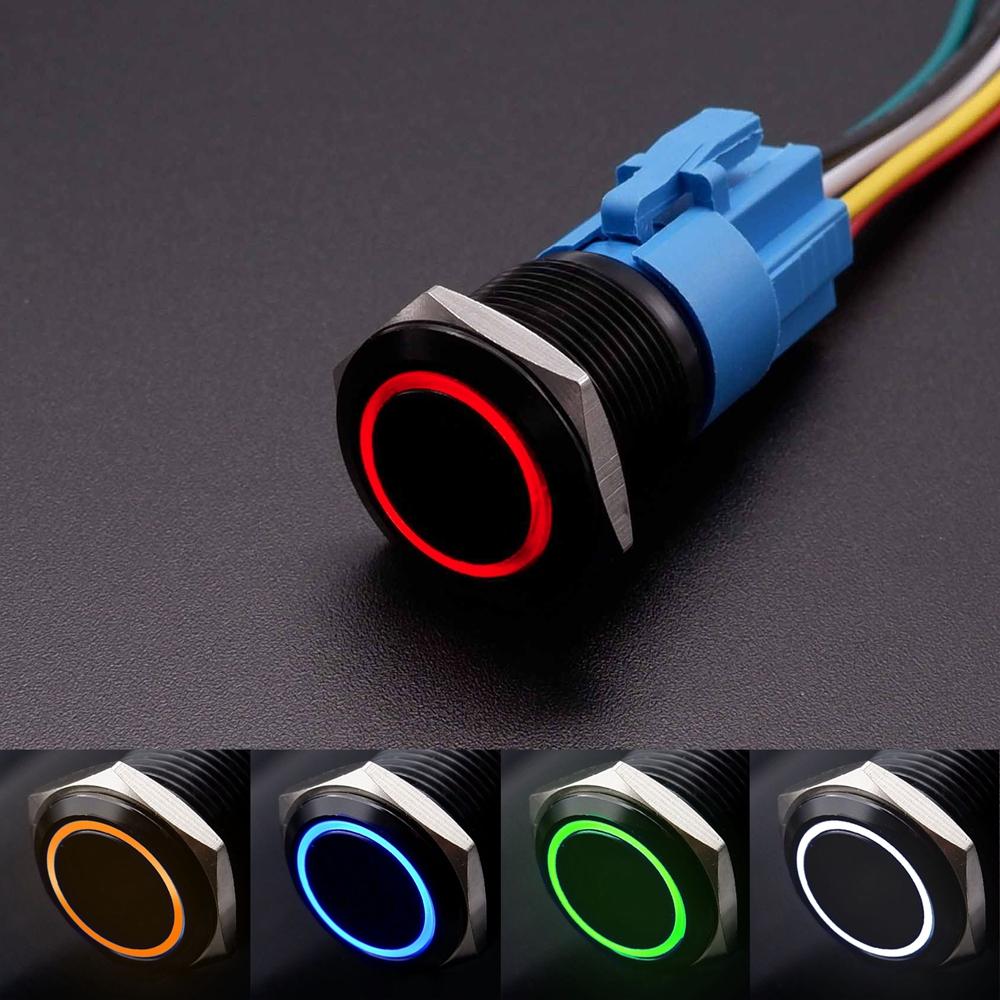 16mm 19mm 22mm Metal Push Button Switch With Fixed PC Power Supply Switches Car Engine Start Stop Backlit LED 3v 5v 6v 12v 24v