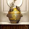 Aris & Juno Brass Treasure Bowl with Money Toad Feng Shui Statue – Chinese Wealth & Good Luck Figurine for Entryway, Home Office Desk or Shelf