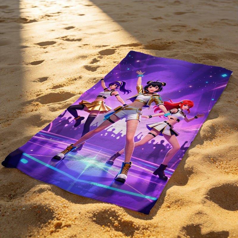 1pz Asciugamano da Spiaggia Ragazza Idol Anime Gruppo Musicale Microfibra Morbido Asciugatura Rapida Asciugamano Sportivo Palestra Asciugamano da Bagno per Bagno Nuoto Esterno