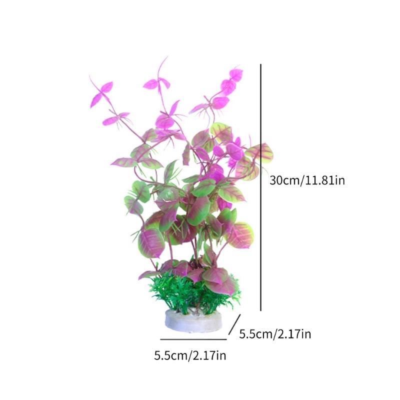 4PCS Realistic Plant Fishtanks Decoration Artificial Green Plant with Base for Home Use Aquariums Landscaping Accessories