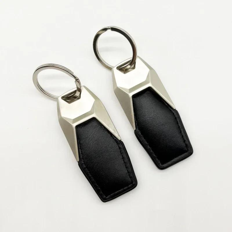 Laser Engrave Vintage Keyring for Men Women Metal Leather Car Keychain Personalize Company Key Chain Ring