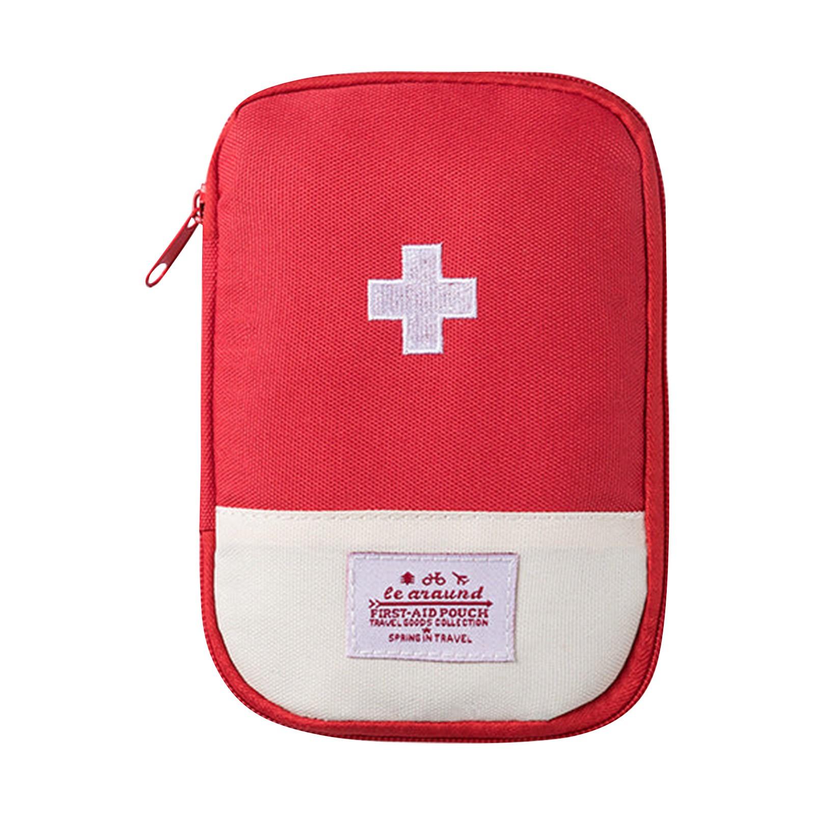 

Portable Large First Aid Pouch Travel Organizer Bag 13x18cm Durable Material Compact Design for Outdoor Home Emergency Supplies Storage красный