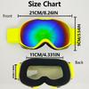Children's sports snow goggles, sunglasses, anti-fog and windproof lenses, compatible with prescription lenses, for skiing, snowboarding, and