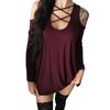 Womens Fashion Summer Sexy Off Shoulder Bandage Blouse Long Shirt Sleeve Tops