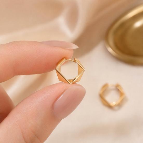 1 Pair Hoop Earrings for Women, Thick Chunky Geometric Rhombus Earrings, Statement Small Huggie Hoop Earring