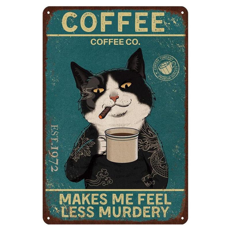 Cat Metal Tin Signs Baking Because Murder Is Wrong Wall Posters Plaque Vintage Iron Painting Decoration for Home Cafe Club Ba