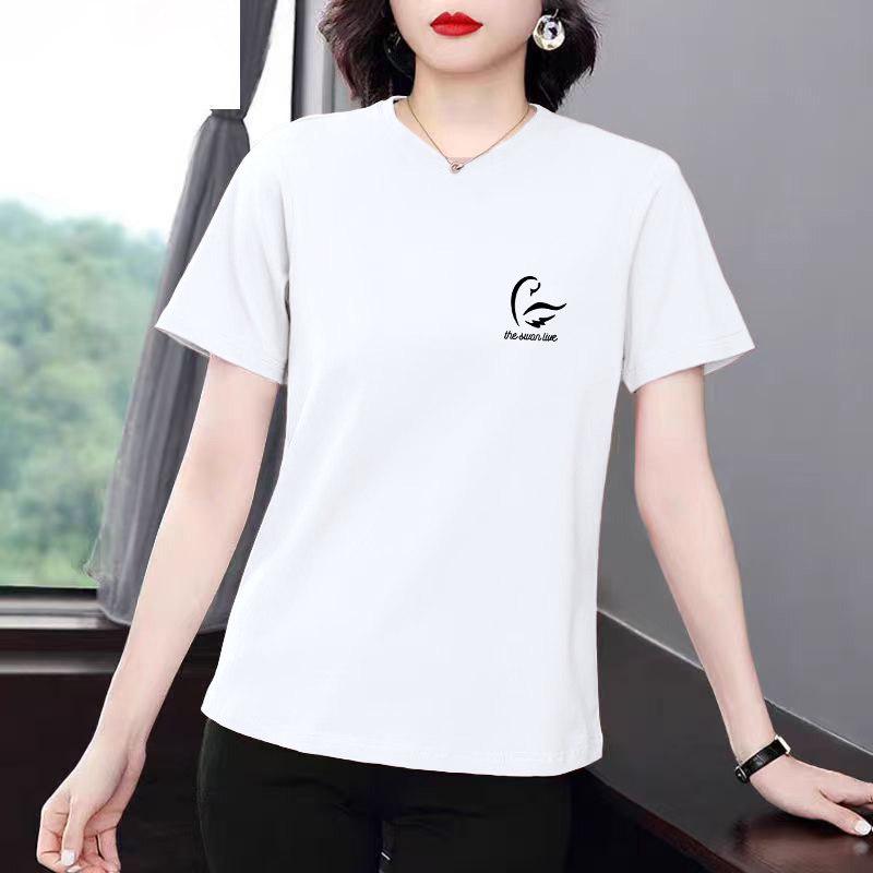 Elegant Plus Size Round Neck Short Sleeve T-shirt for Women - Summer 2026 Fashion XL
