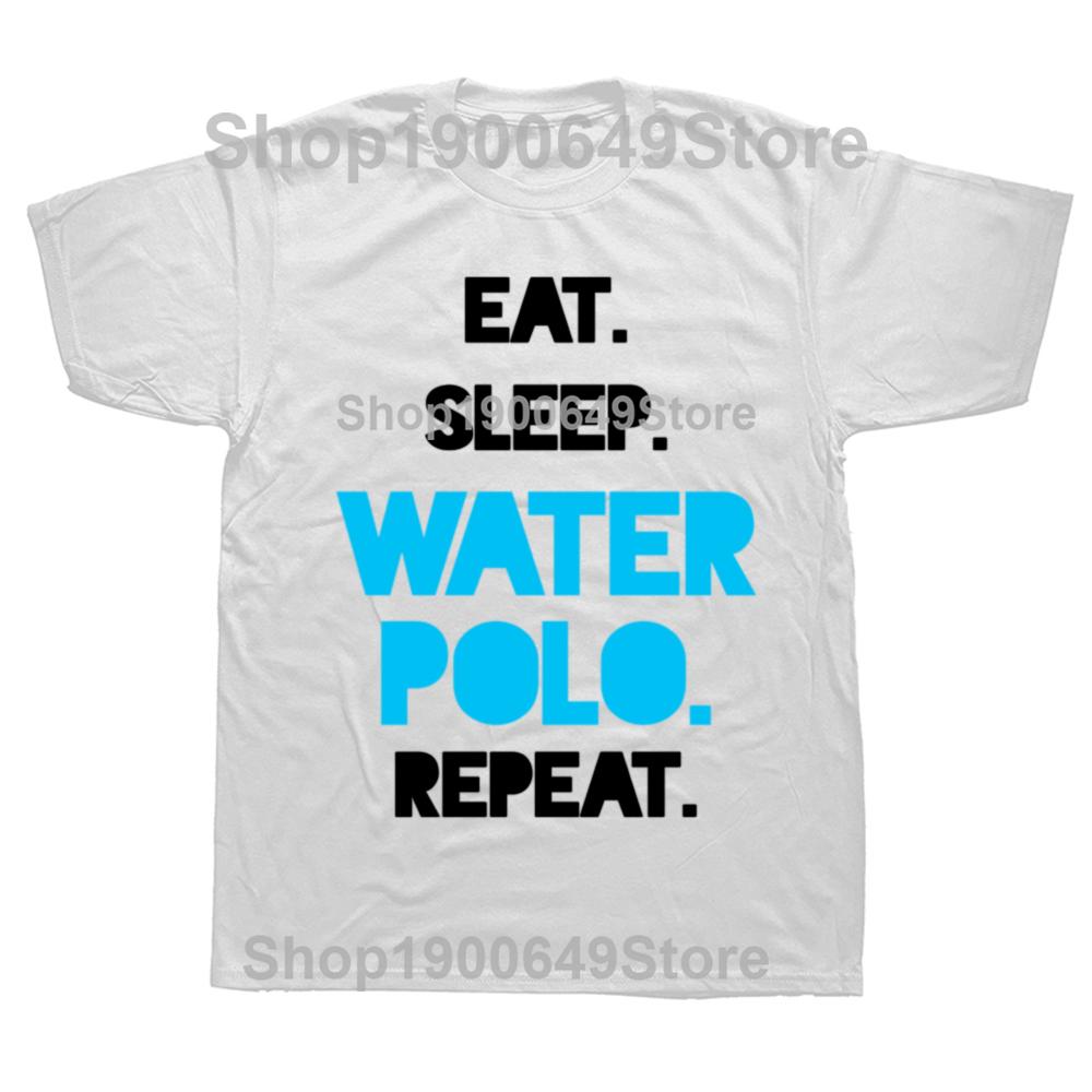 T-shirts Graphiques Drôles Mange Dormir Joueur de Water-polo Hommes Femmes Mode Décontracté T-shirt 100% Coton Lâche Surdimensionné T-shirt Été