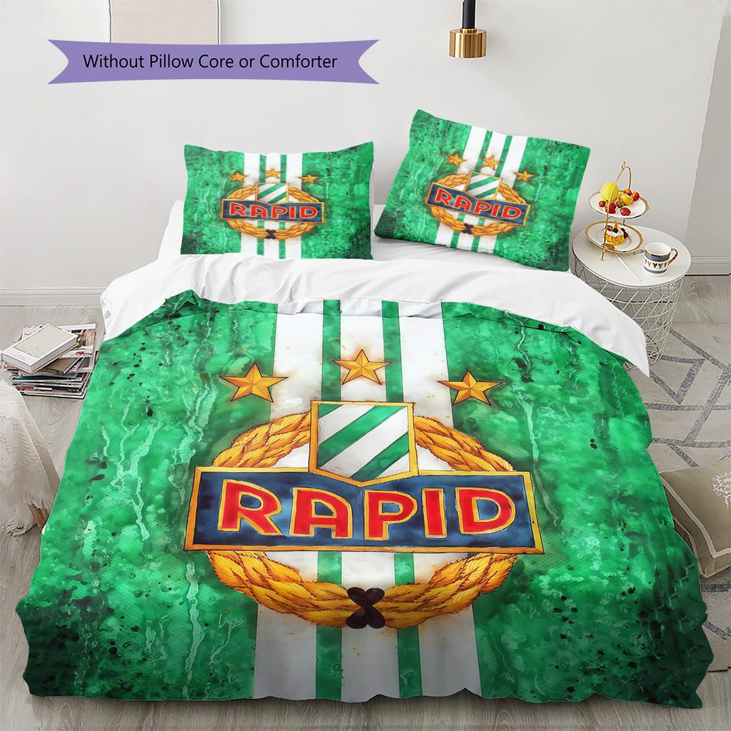 SK Rapid Wien Pattern Bedding Quilt Set Home Decoration Gift (1 * Duvet Cover + 2 * Pillowcase Without Core)