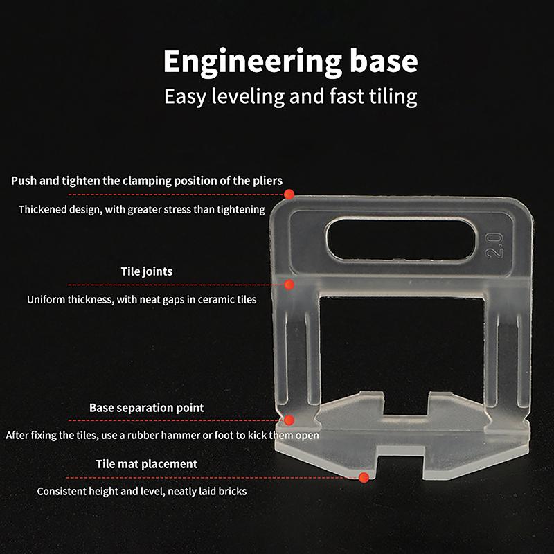 100 de bucăți 1-3 mm Distanțiere de nivelare a plăcilor Kit de cleme pentru sistem Instrumente de construcție pentru așezarea plăcilor de pardoseală Nivelator pentru decorarea casei
