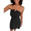 European Summer New Elegant Temperament Sexy Spice Girl Solid Color Pleated Design Tube Top Dress