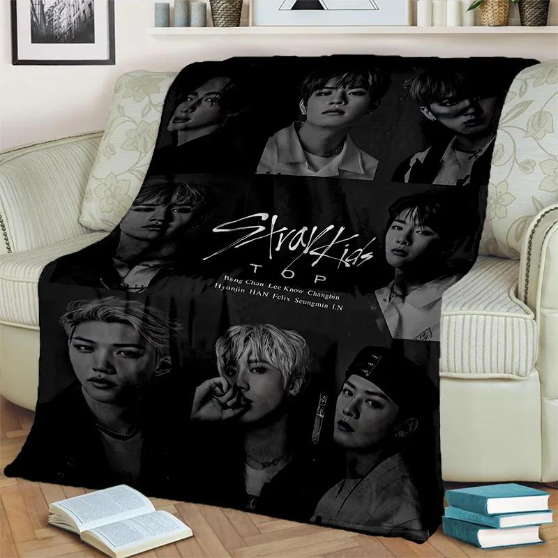 3D Kpop Stray Kids Korea Singer Blanket,Soft Throw Blanket for Home Bedroom Bed Sofa Picnic Travel Office Rest Cover Blanket Kid