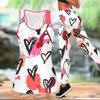 Completo Yoga Stampato a Forma di Cuore per Donna Moda Leggings da Allenamento Fitness Sportivo Set Yoga Casual Tuta Sportiva Esclusiva per San Valentino