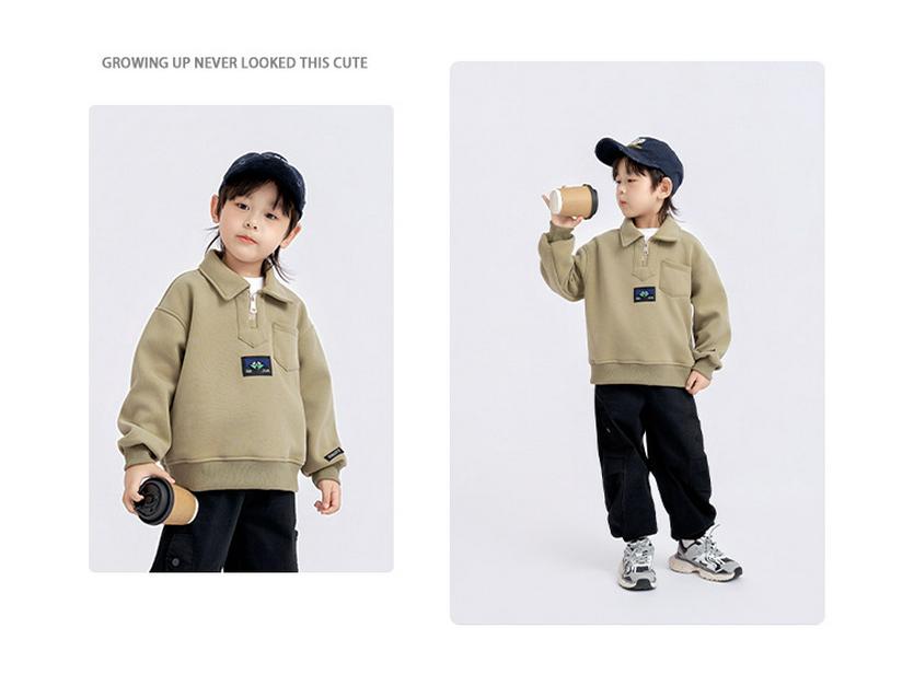 Jungen Sweatshirt mit Umlegekragen - 2025 Frühling/Herbst Mode, Langarm-Pullover für Kinder