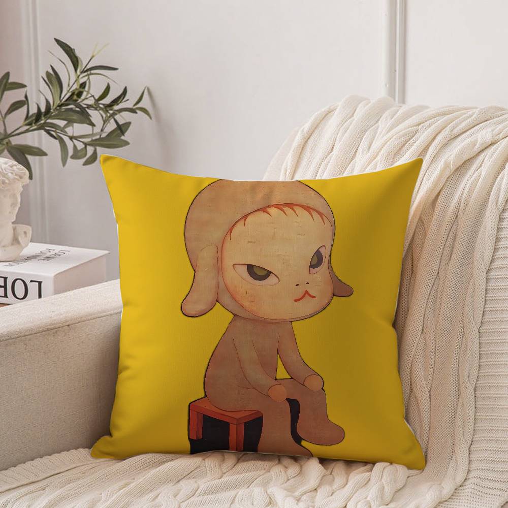 Yoshitomo Nara Pillow Case Home Decor Throw For Sofa Bed Car Room Decor Gift Idea 12x12Inch