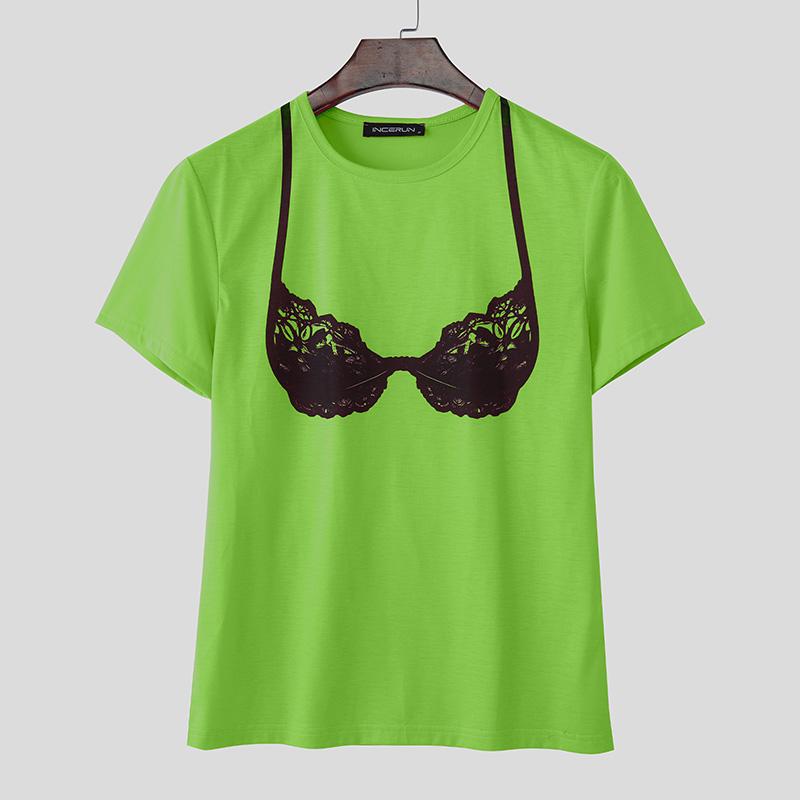 INCERUN Men Women Summer O Neck Short Sleeve Fun Prints Casual T-shirts Tee
