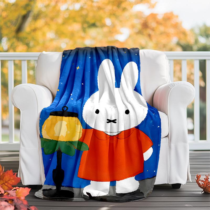 Miffy printed blanket—lightweight,soft,warm;versatile blanket all seasons—perfect as &air-conditioning throw,nap blanket
