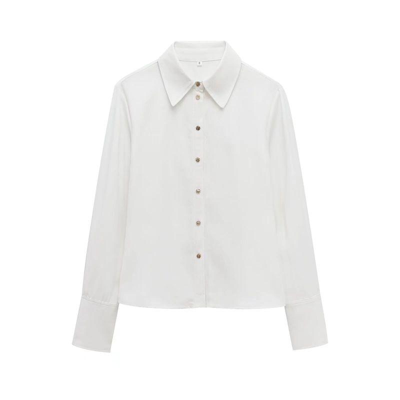 Kaslead New Arrival Women's Fashion Style Fashion Metal Texture Button Elegant Shirt 87040635