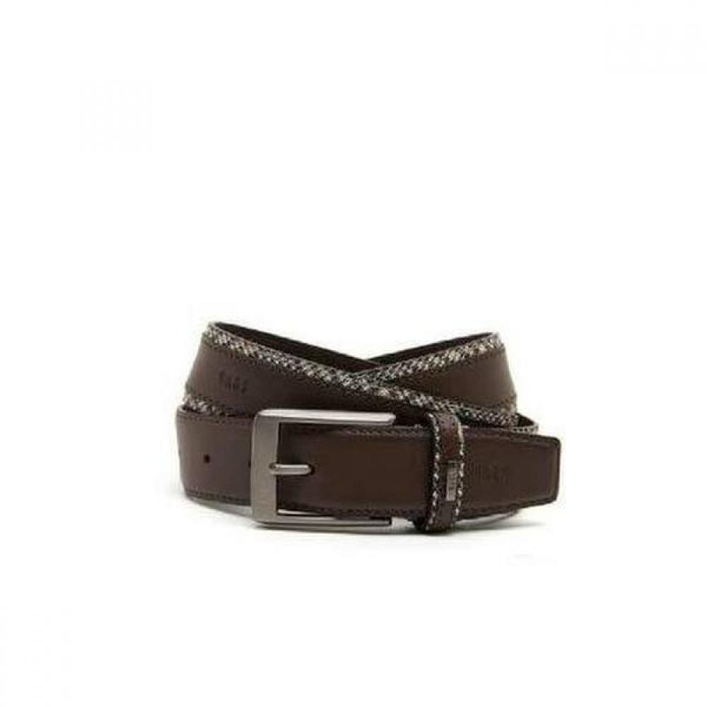 

Daks Dark Brown Check Line Strap Hook Leather Belt Dbbe2f722w3 Single option