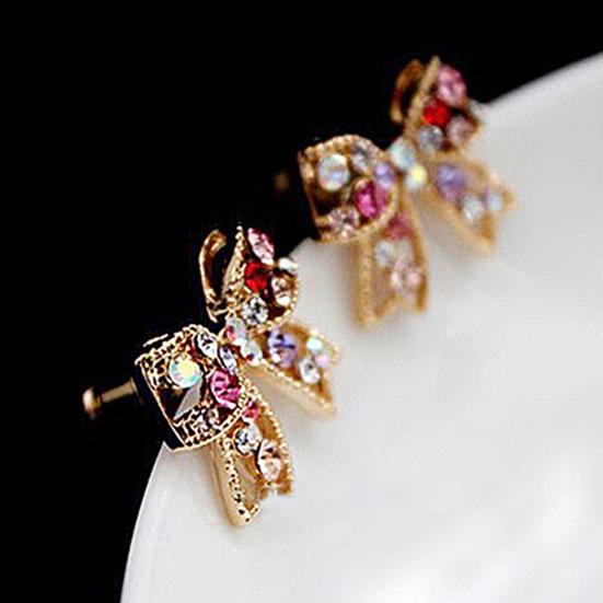 1 Pair Ear Jewelry Gold Plated Anti-rust Jewelry Gift Shiny Bowknot Ear Clips for Clubs