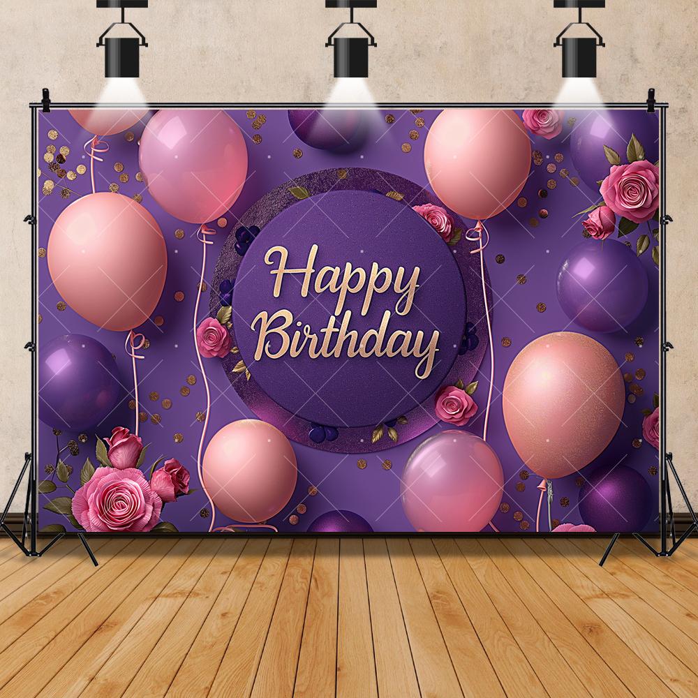Purple Balloon Butterfly Backdrop Birthday Girls Princess Flower Newborn Babys Shower Party Photography Background Studio Custom