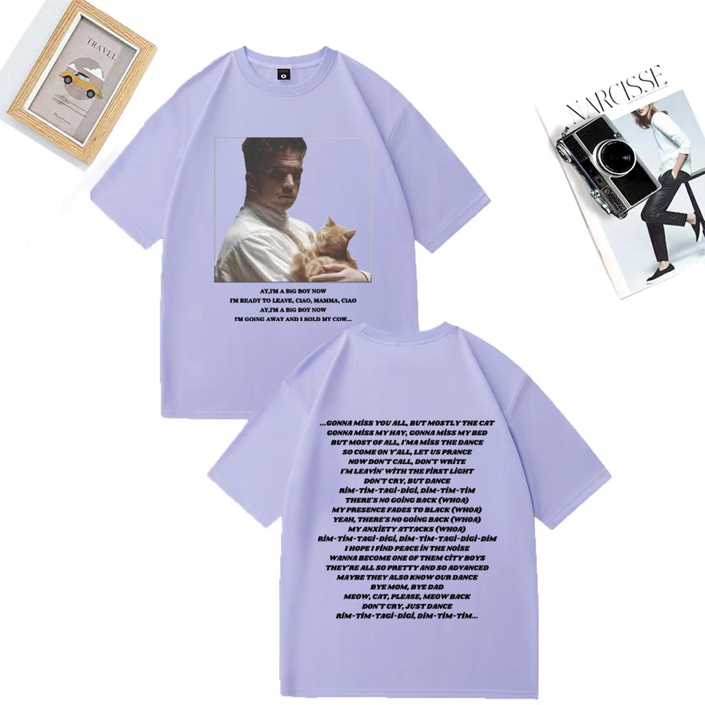 Baby Lasagna Rim Tim Tagi Dim Eurovision Móda Tričko Unisex DÁMSKÉ vtipné Kočka krátký rukáv Trička Unisex oversized Bavlněná trička