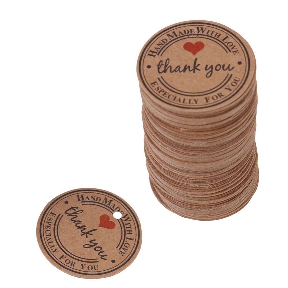 100pcs With String Gift Tags Brown Kraft Paper Tags Price Tag Handmade Hang Label  Home Made Crafts
