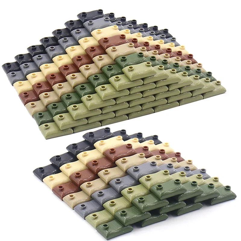 Scena militare MOC Blocchi da costruzione Giocattolo Accessorio Figura Soldato Filo spinato Sacco di sabbia Tenda Scatola medica Catena 30104 Blocco stradale K042